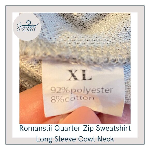 Heather Gray Romanstii Quarter Zip Cowl Neck Sweatshirt | Size XL - Picture 9 of 14